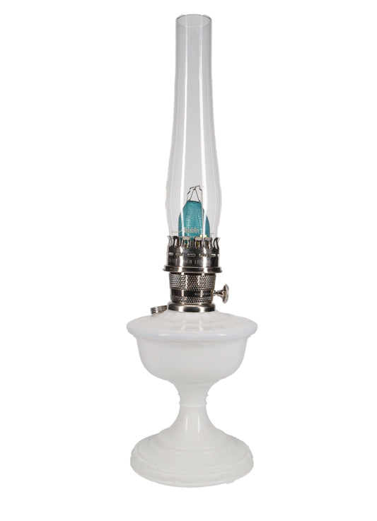 Aladdin Alexandria Milk Glass Table Lamp with Nickel Burner