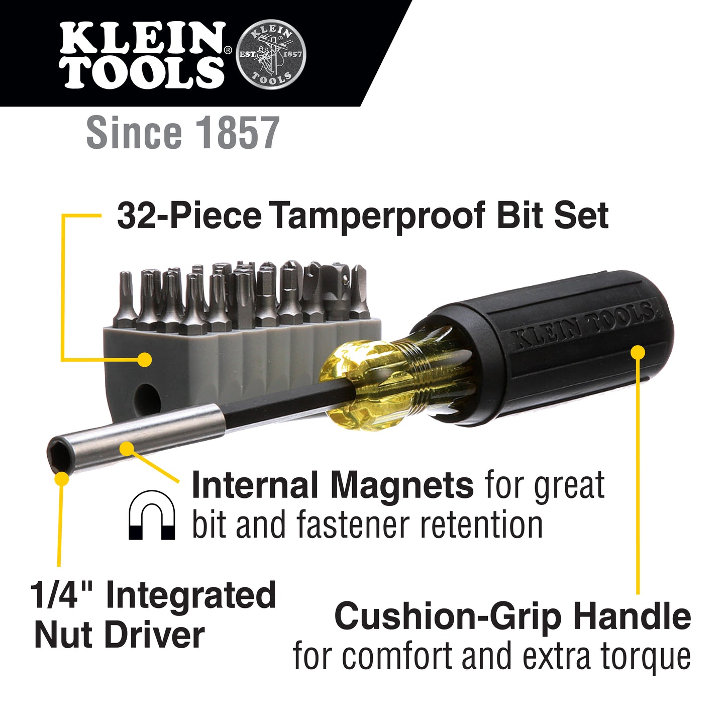 Klein Tools Cushion-Grip Screwdriver with 32 bits (99244)