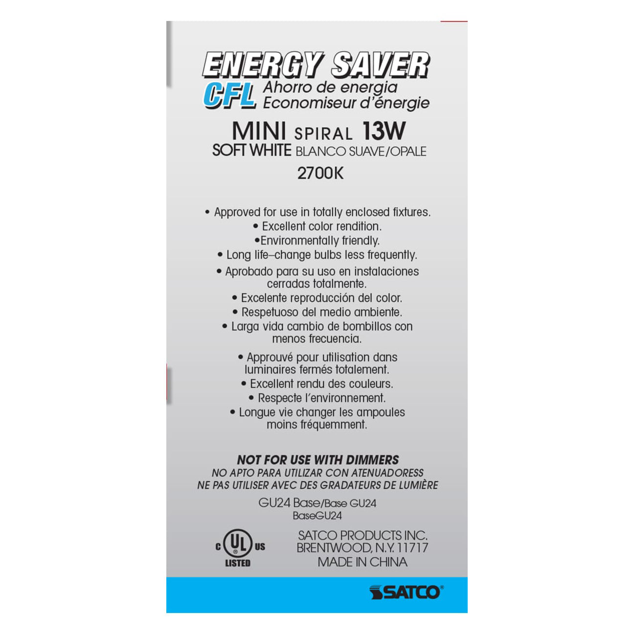 GU24 Mini Spiral 13W Soft White Fluorescent Light Bulb (BPS8203)