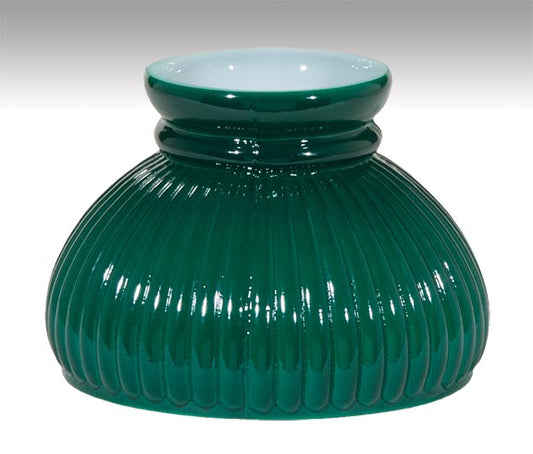 6" Green Over Opal, Cased Glass Rib Lamp Shade (00221)