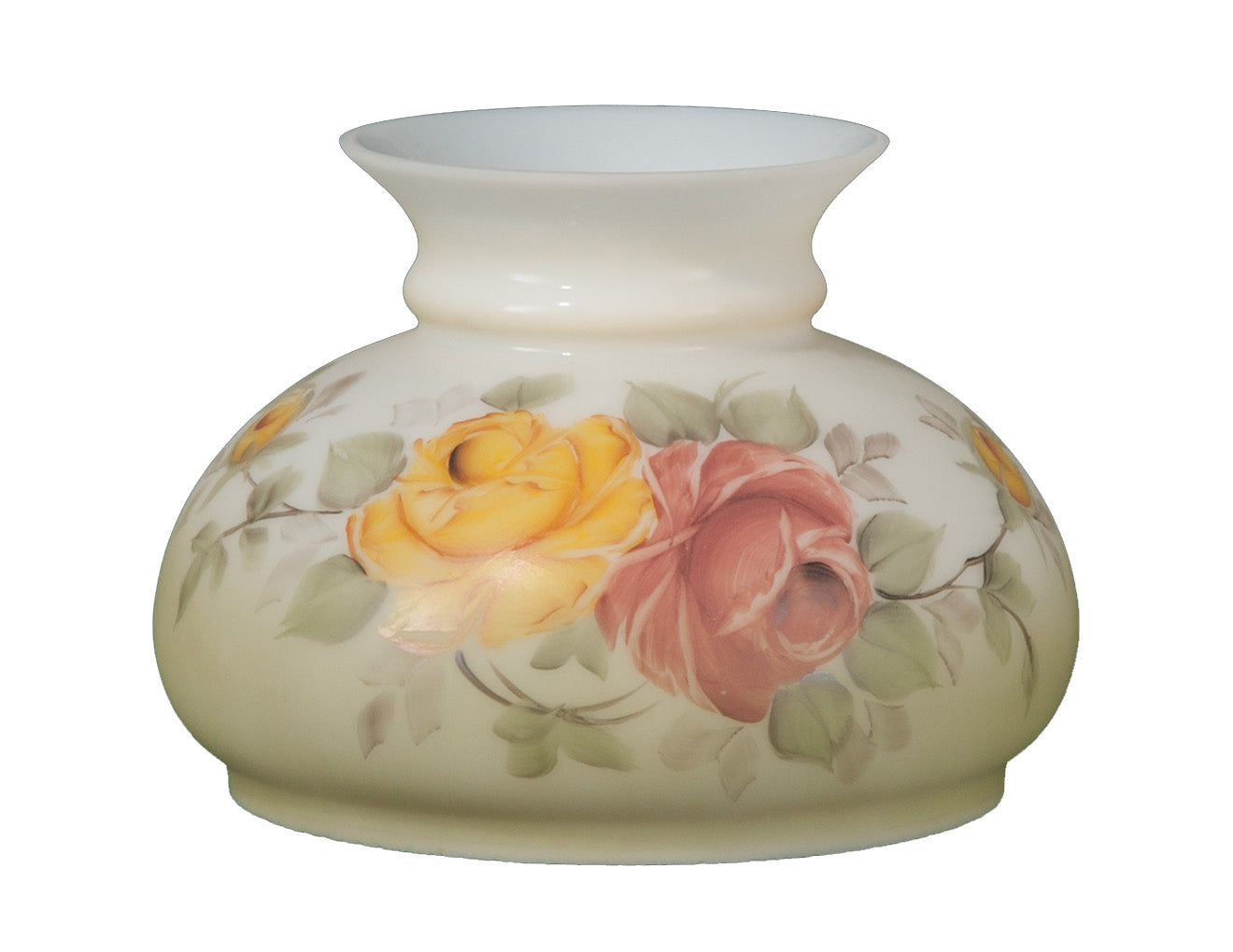 Hand Painted Victorian Roses Opal Shade, 7 inch fitter