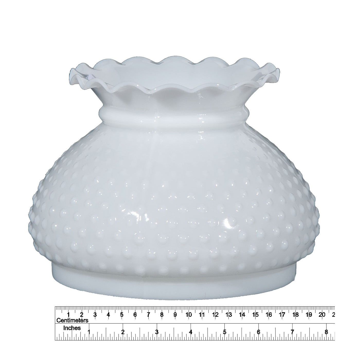 Opal Glass Hobnail Shade - Crimp Top, 7 inch fitter
