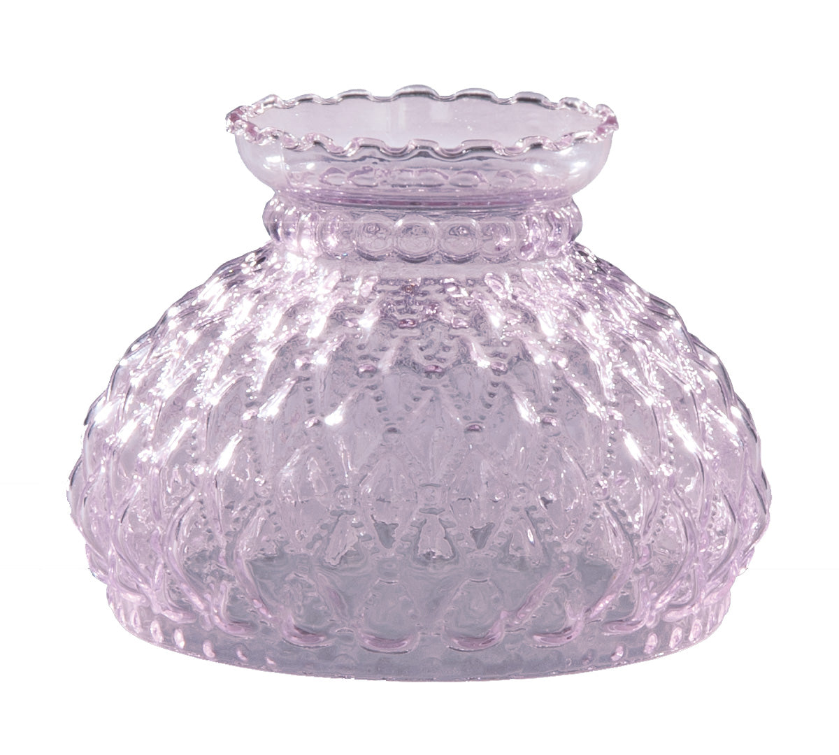 Diamond Quilted Pink Crystal Glass Shade, 7 inch fitter