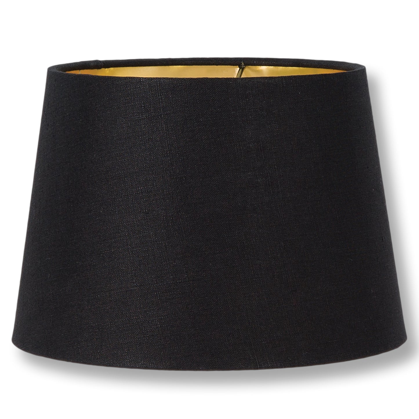 Retro Drum Lamp Shades - Black Color, 100% Fine Linen Material, Gold Foil Lining (07227N)