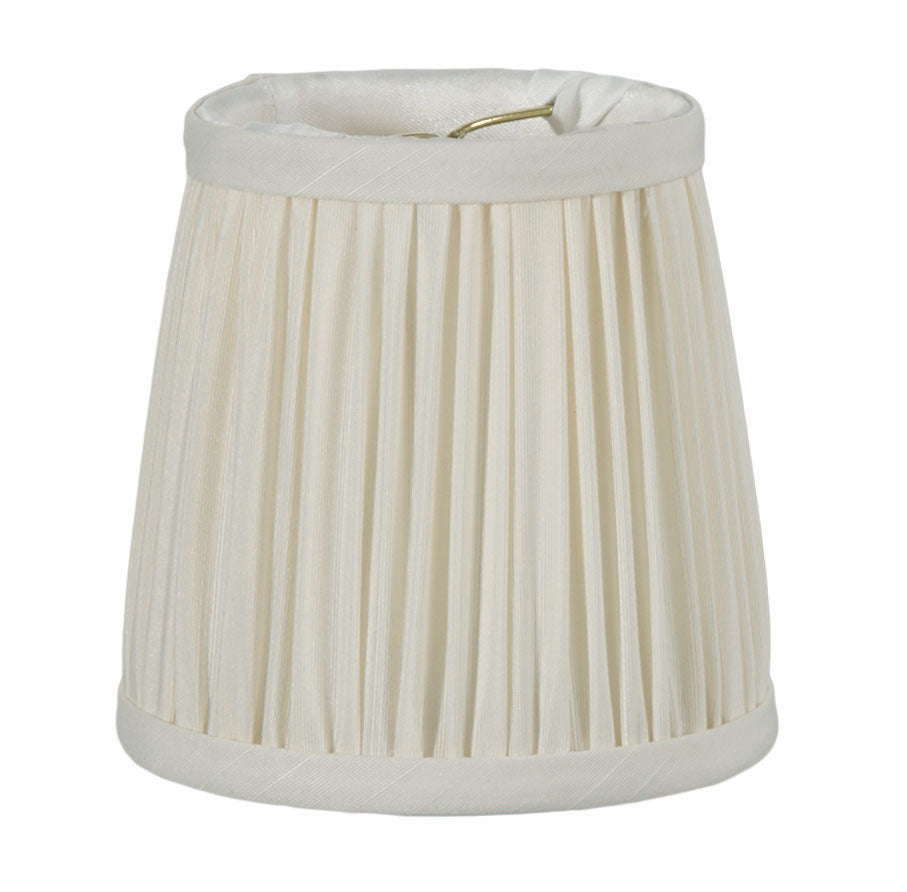 Eggshell Shantung Silk Shirred Pleat Mini Deep Drum Shade