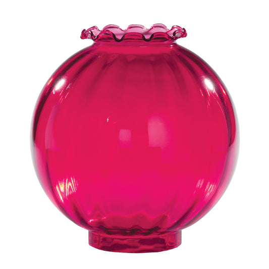 9 inch diameter Cranberry Optic Ball Shade, Crimped Top, 4 inch fitter