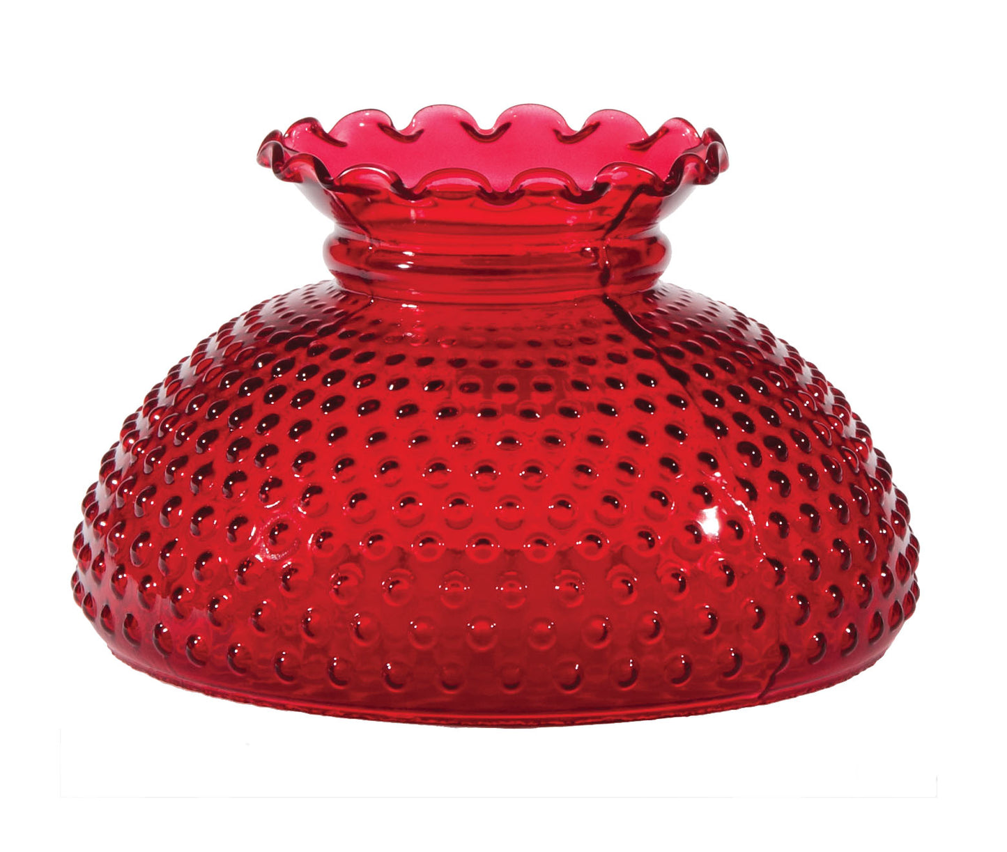 Ruby Hobnail Student Shade, Crimped Top, 10 inch fitter