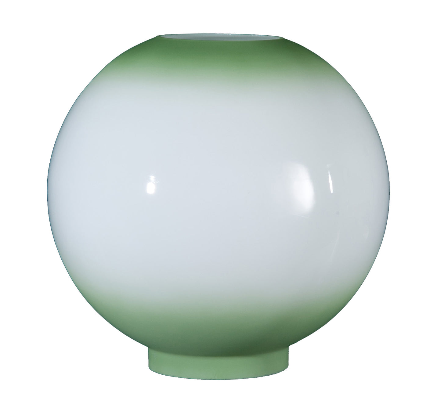 10 inch diameter Opal Glass Ball Shade, Antique Green Tint, 4 inch fitter