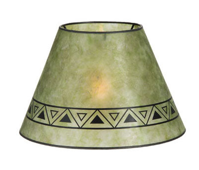 Craftsman Green Color Empire Shaped Mica Lamp Shades with Print, 1" Recessed UNO Fitter