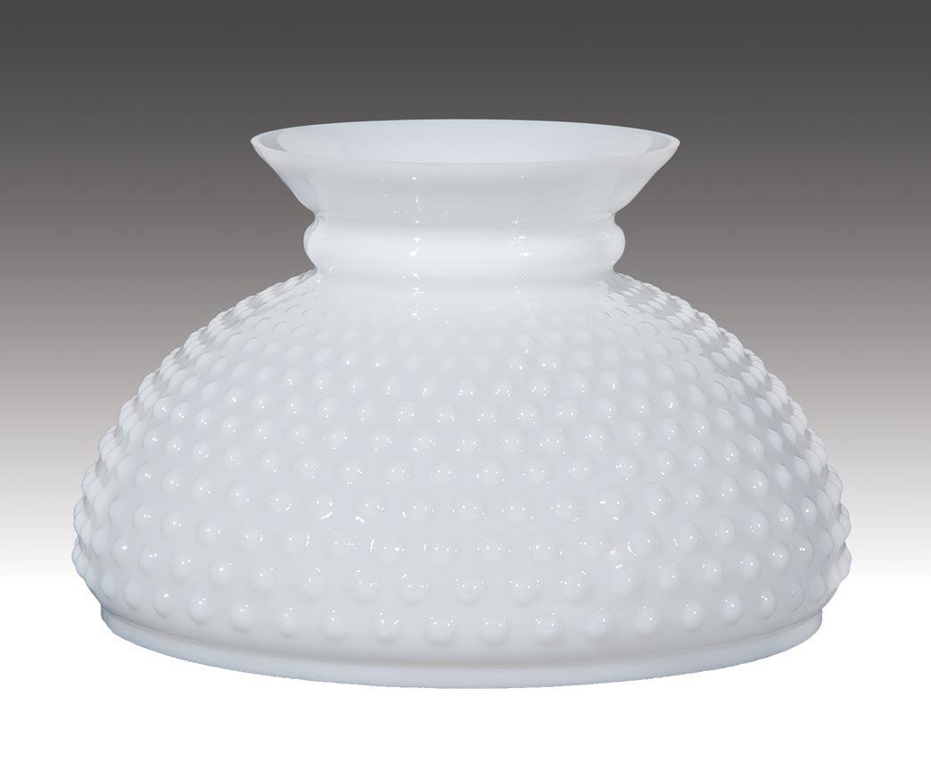 Clear Over Opal Glass Hobnail Lamp Shade, 10 inch fitter (06162C)