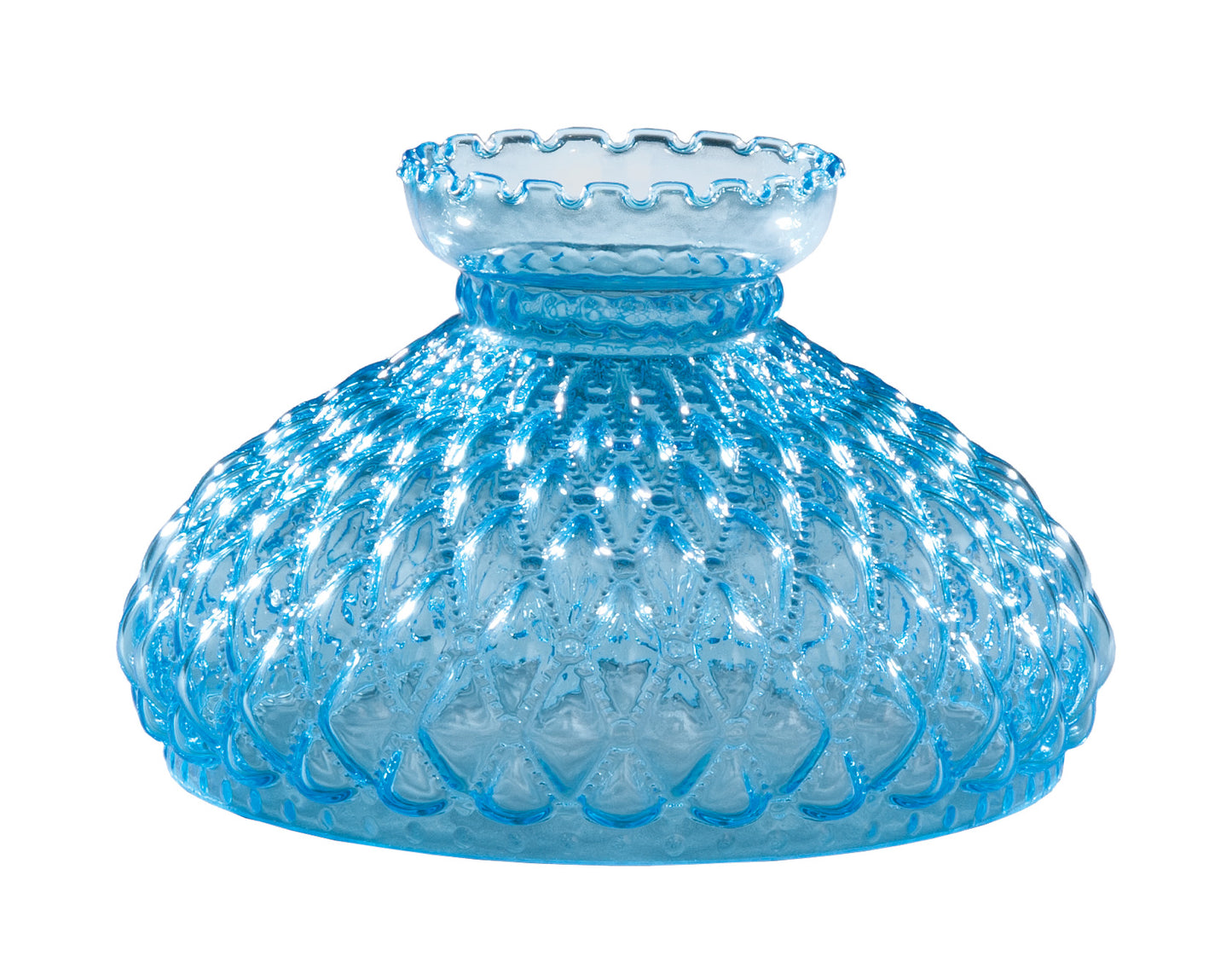 Blue Glass Diamond Quilted Shade, 10 inch fitter