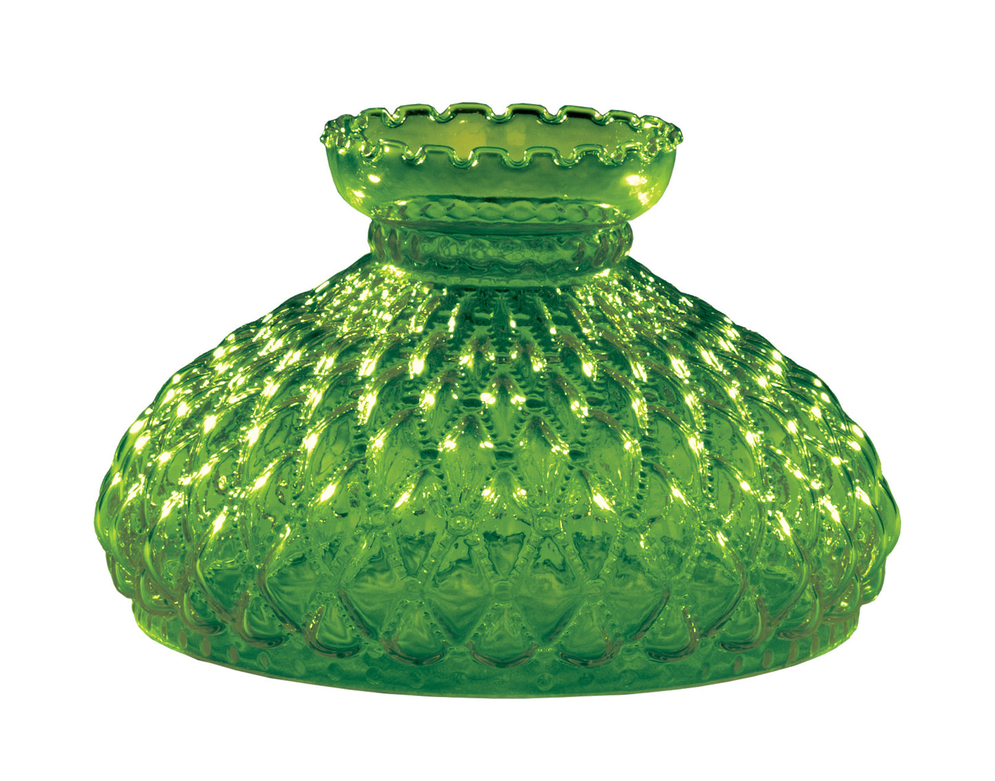 Dark Green Diamond Quilted Glass Shade, 10 inch fitter