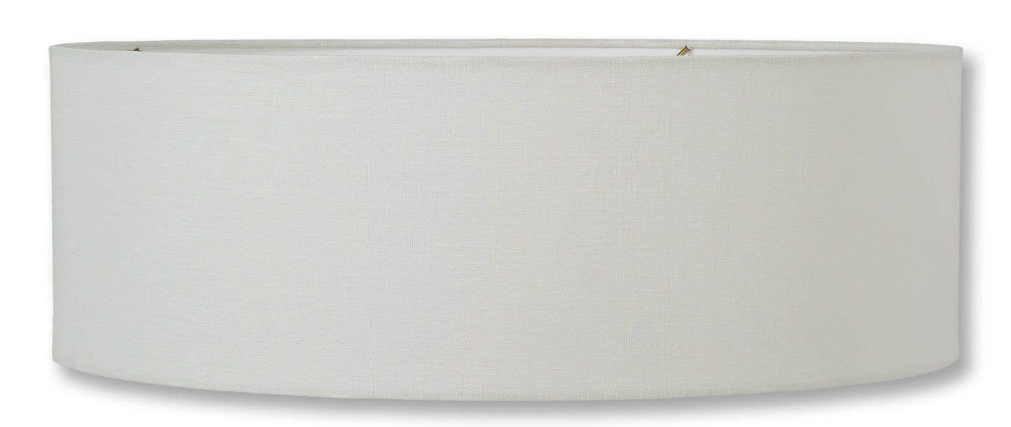 Off White Color Modern Shallow Drum Hardback Shade, 100% Fine Linen