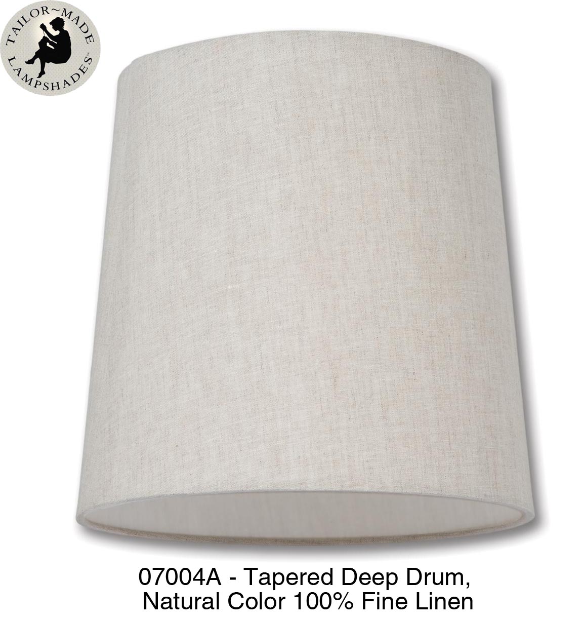 Tapered Deep Drum Lamp Shades - Off White Color, 100% Fine Linen Material