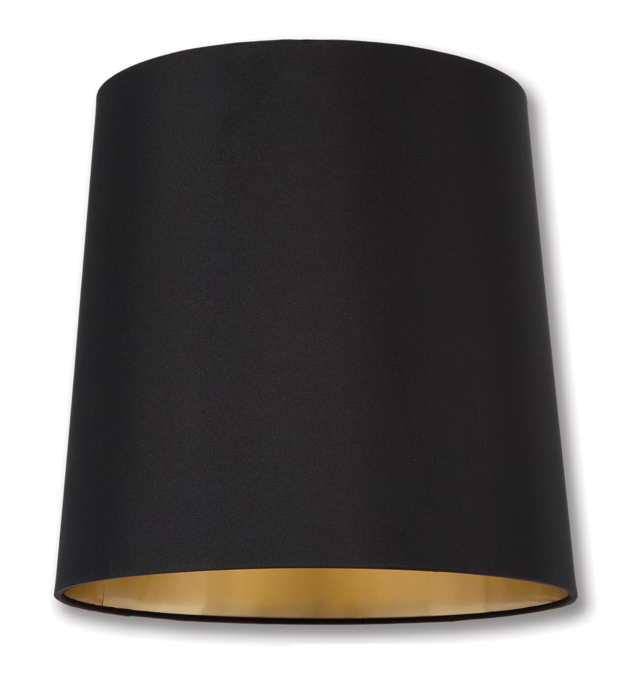 Tapered Deep Drum Lamp Shades Black Color Microfiber Chiffon Material w Gold Foil Lining 07003K