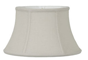 Light Beige Fine Linen Floor Lamp Shallow Drum Shade 