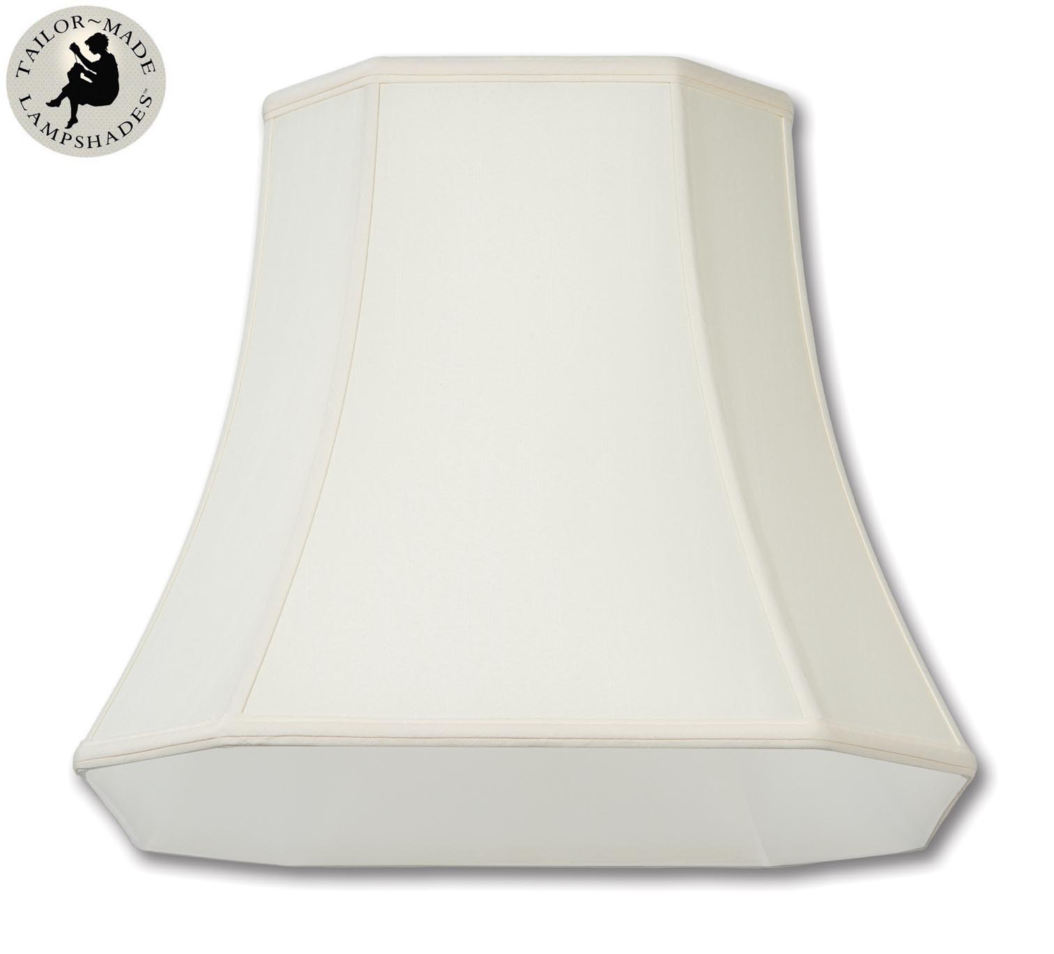 Cut Corner Square Lamp Shades - Off White Tissue Shantung Material