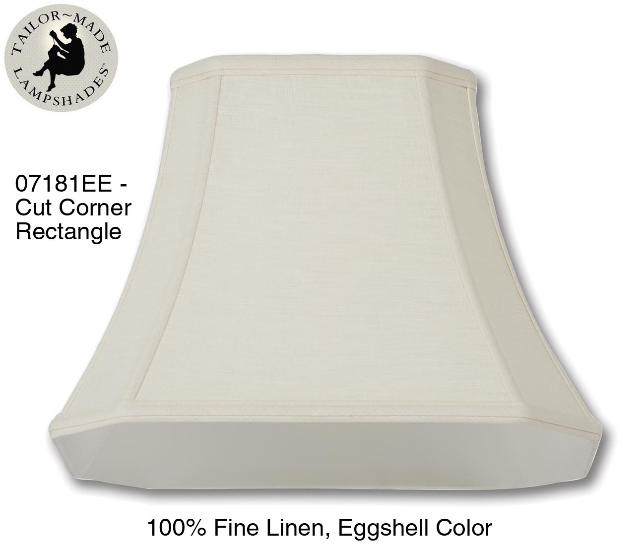 Cut Corner Rectangle Lamp Shades - Eggshell Color, 100% Fine Linen