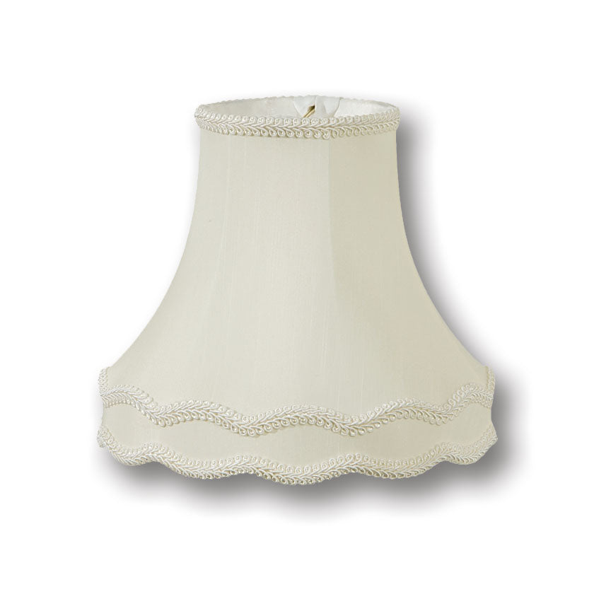 Eggshell Deluxe Gallery Bell with Gimp Trim - Tissue Shantung