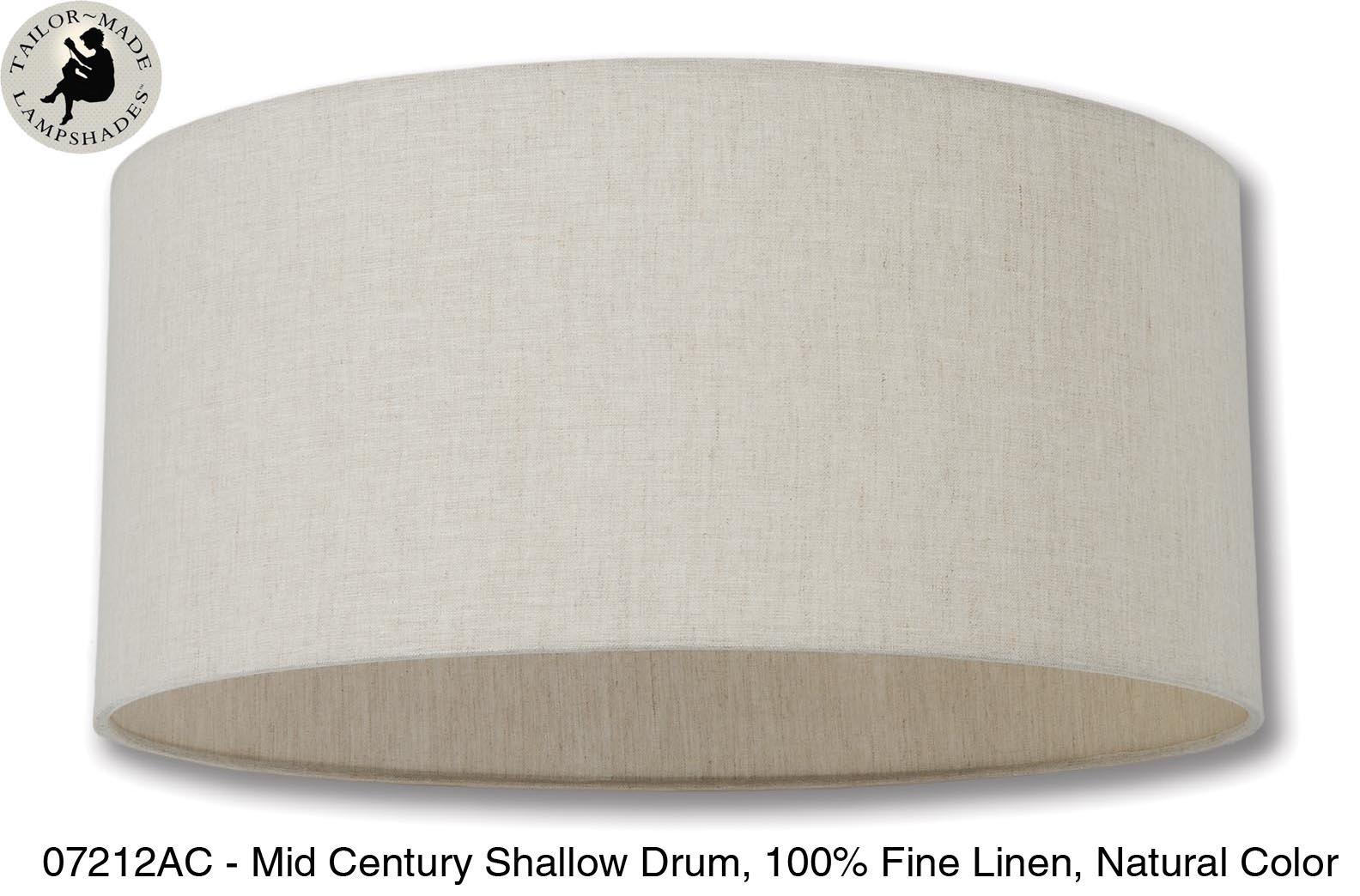 Mid Century Shallow Drum Lamp Shades - Off White Color, 100% Fine Linen ...