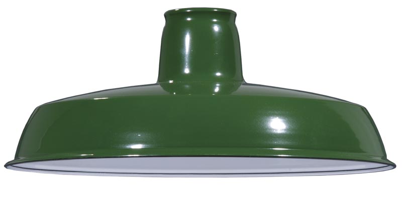 12 1/16" Dia. Green Enamel, Industrial Benjamin Style Metal Lamp Shade, 2-1/4 inch lip fitter