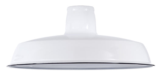 12 1/16" Dia. White Enamel, Industrial Benjamin Style Metal Lamp Shade, 2-1/4 inch lip fitter