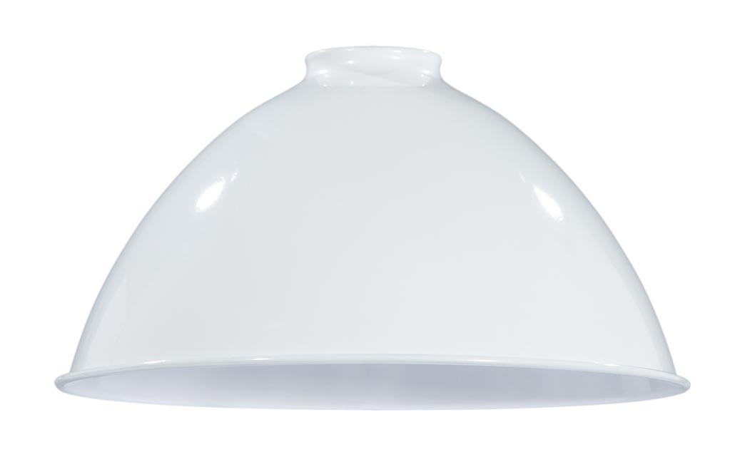 10" Metal Dome Lamp Shade - White Enamel Finish, 2 1/4" Fitter Size