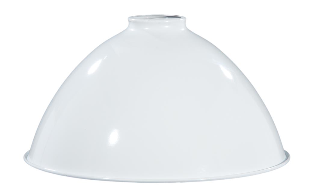 10" Metal Dome Lamp Shade - White Enamel Finish, 2 1/4" Fitter Size