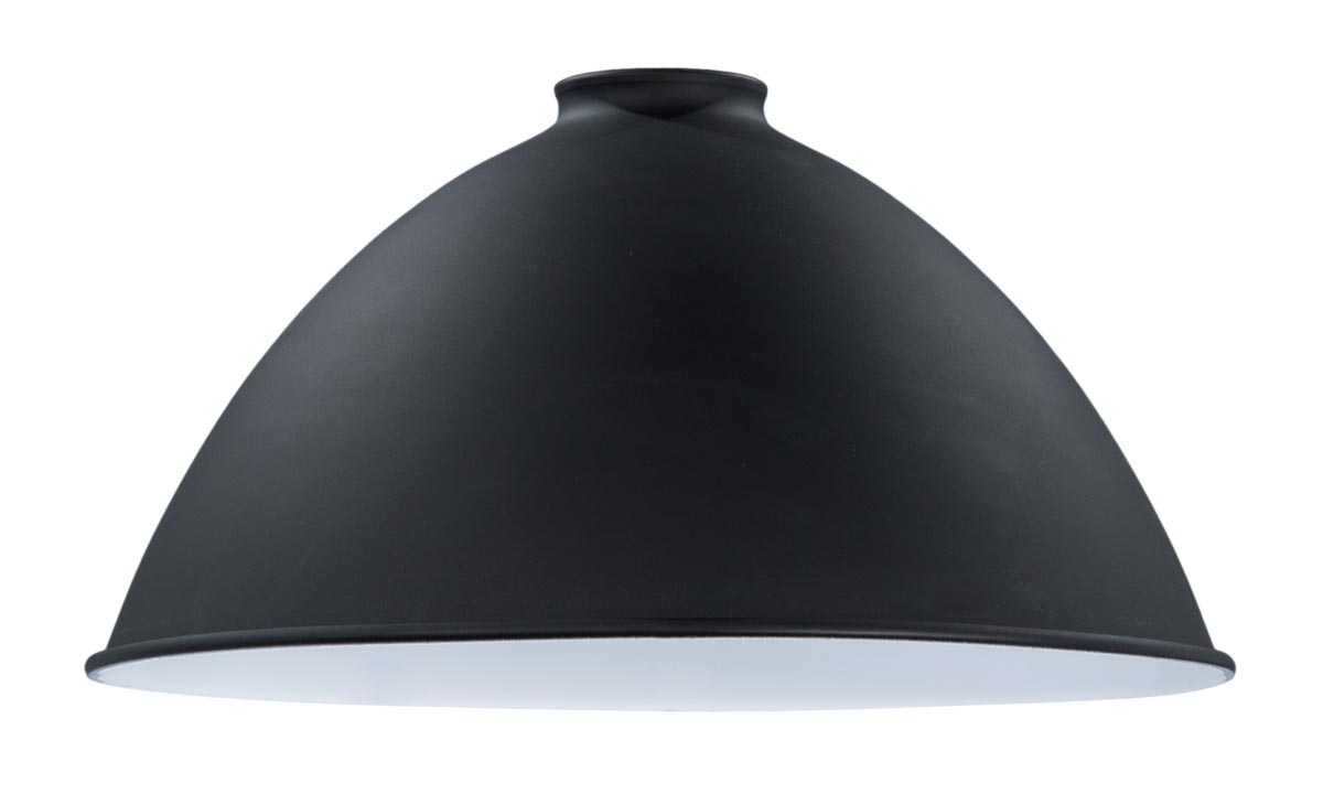 12" Metal Dome Lamp Shade - Satin Black Finish, 2-1/4" Fitter Size