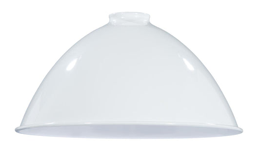12" Metal Dome Lamp Shade - White Enamel (gloss) Finish, 2 1/4" Fitter Size