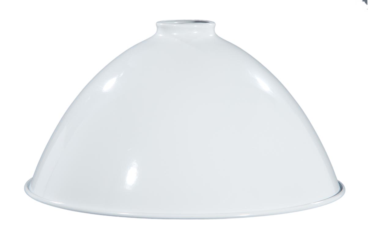 12" Metal Dome Lamp Shade - White Enamel (gloss) Finish, 2 1/4" Fitter Size