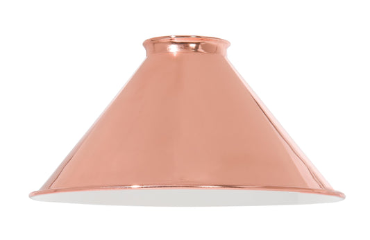 8" Dia. Polished Copper Finish Spun Steel Cone Shade, 2-1/4" Fitter 