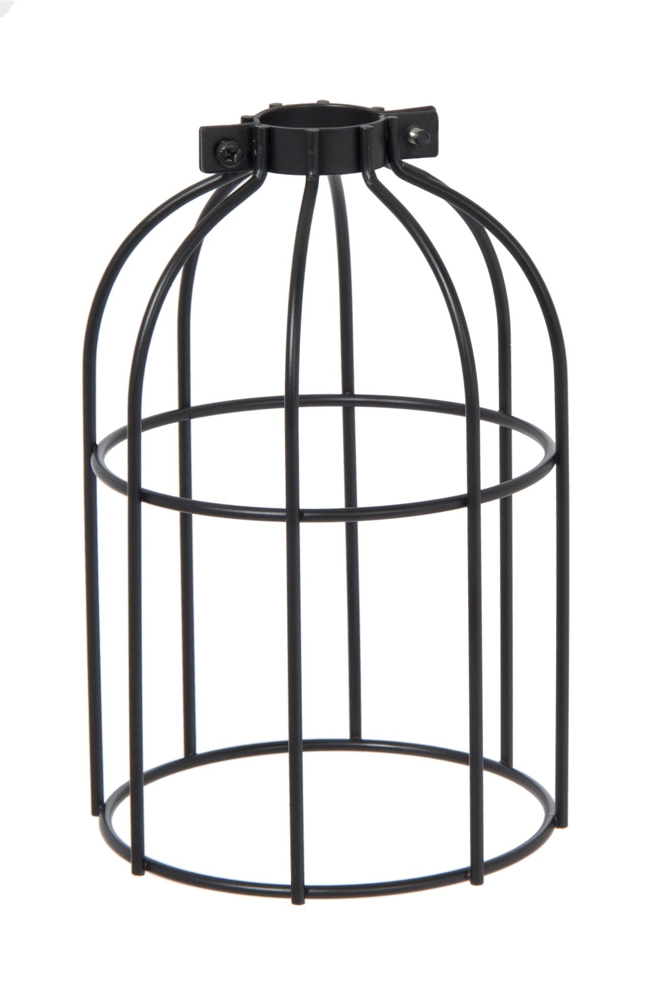 Satin Black Finish Steel Wire Bulb Cage, Clamp On Socket Type