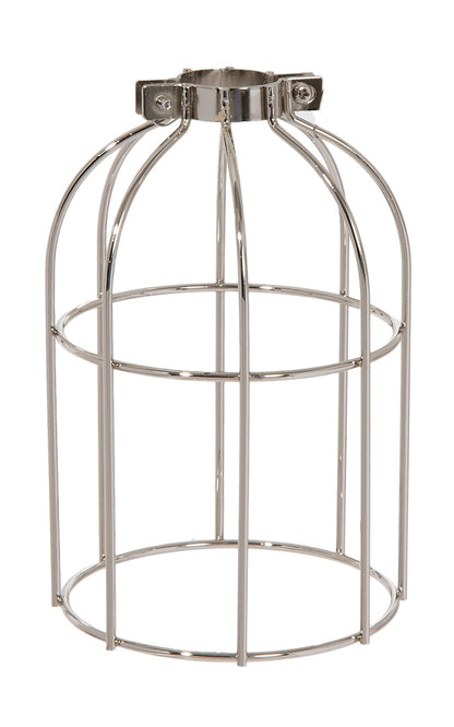 Polished Nickel Finish Steel Wire Bulb Cage, Clamp On Socket Type