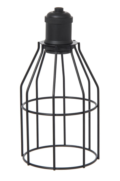 Satin Black Finish Steel Wire Bulb Cage, Slip On Washer Type