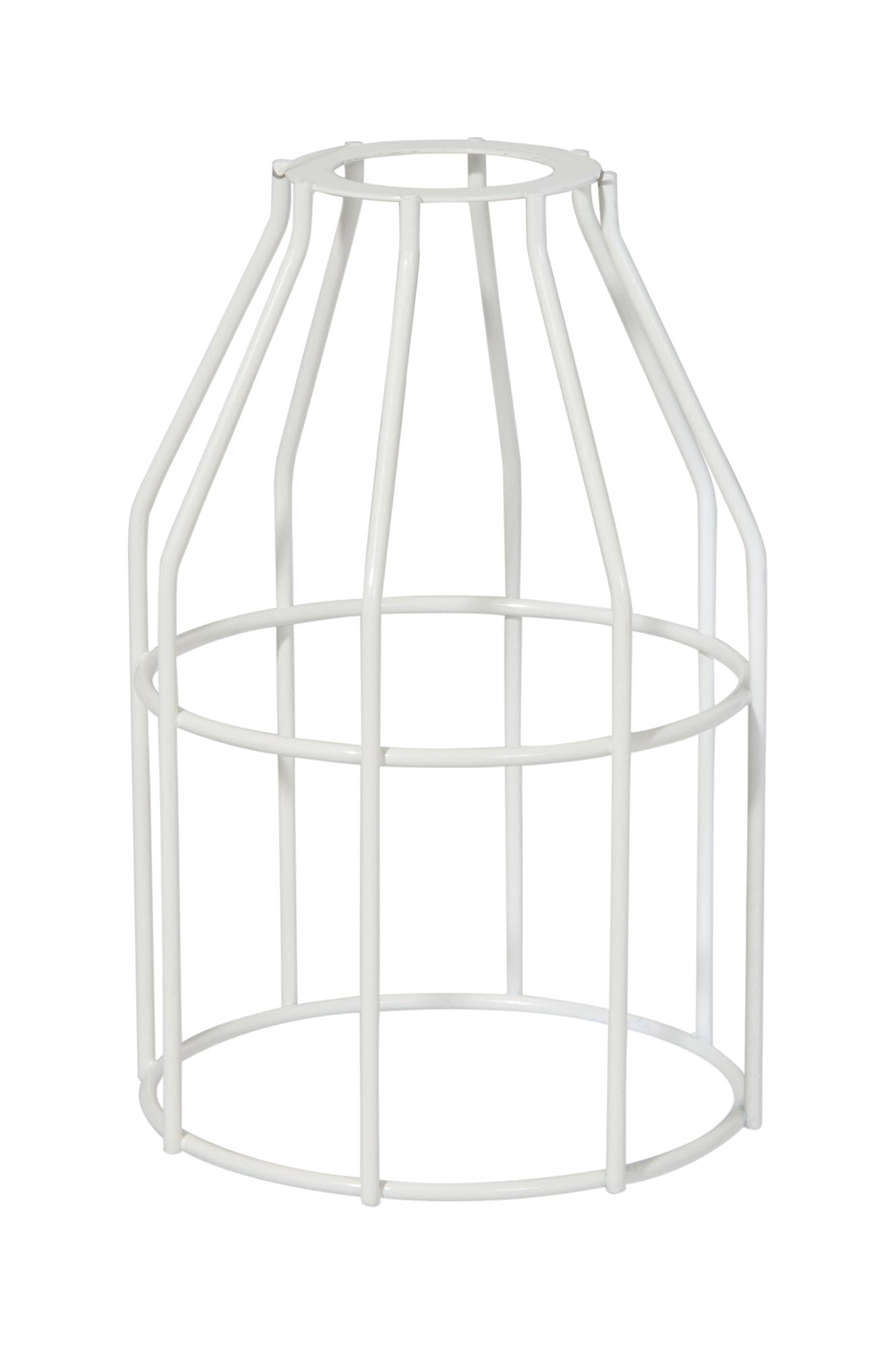 Glossy White Finish Steel Wire Bulb Cage, Slip On Washer Type