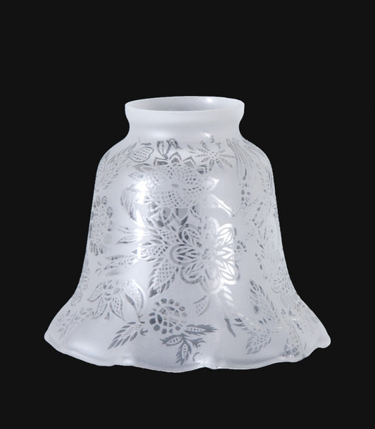4-1/2 inch tall Victorian Etched Floral Fixture Shade, 2-1/4 inch lip fitter