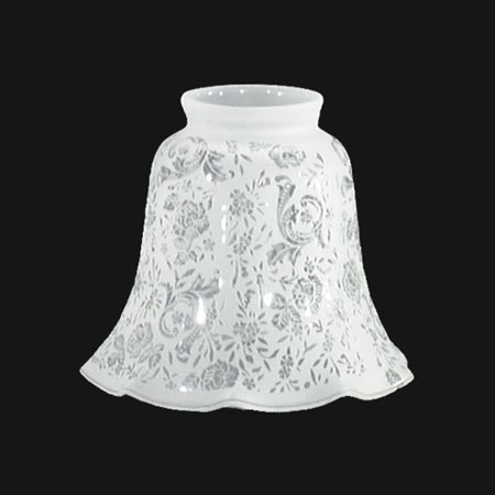 4-1/2 inch tall Crimped Victorian Lace Etched Fixture Shade, 2-1/4 inch lip fitter