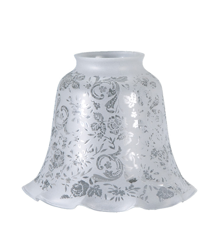 4-1/2 inch tall Crimped Victorian Lace Etched Fixture Shade, 2-1/4 inch lip fitter