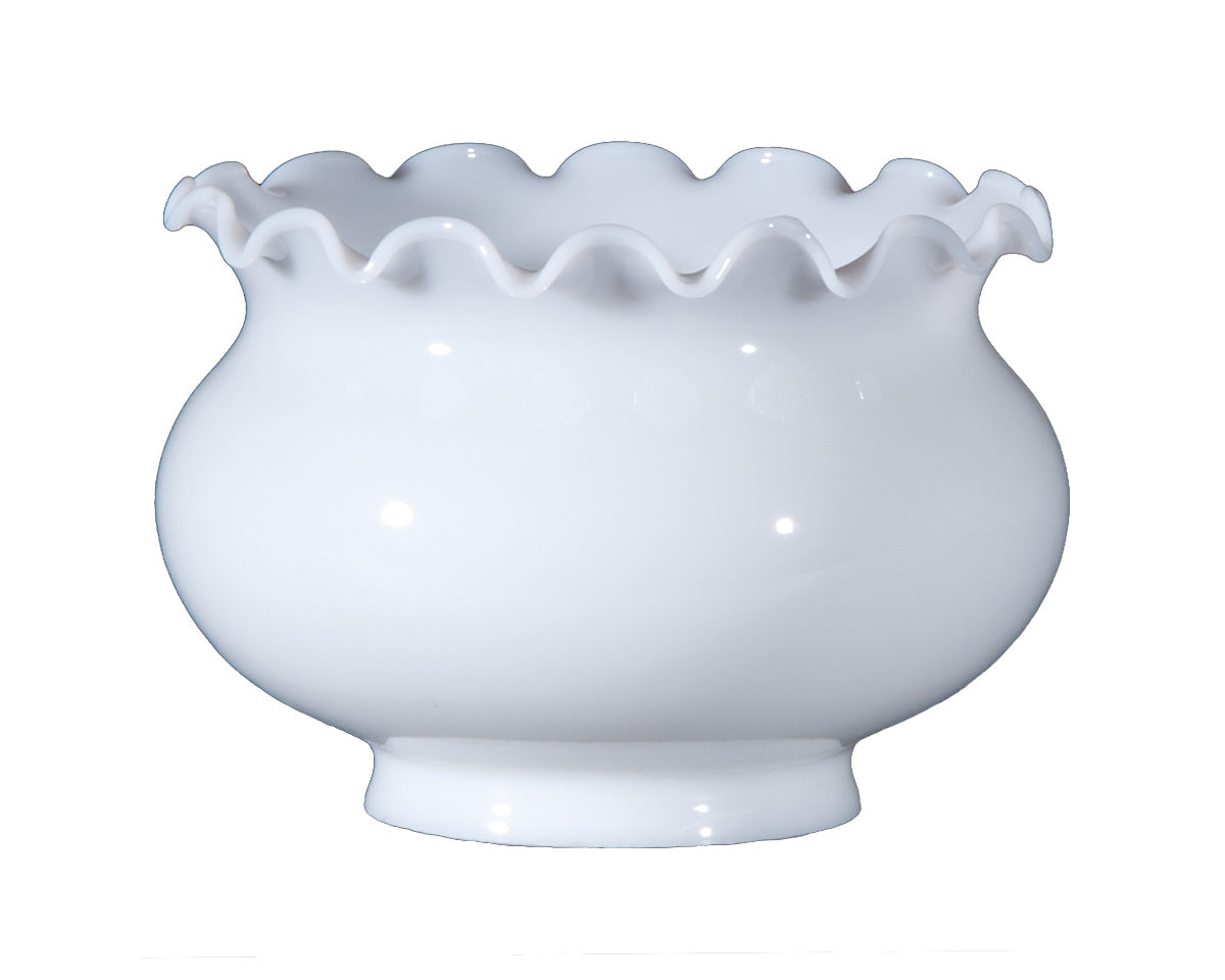 7-1/2 inch diameter Crimped Top Opal Glass Gas Shade, 4 inch lip fitter