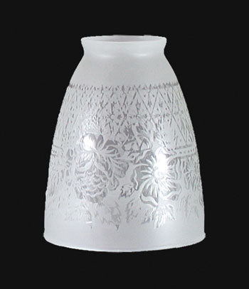 2 1/4" Fitter, Two Roses Design Satin Etched Fixture Shade, 5 inch tall
