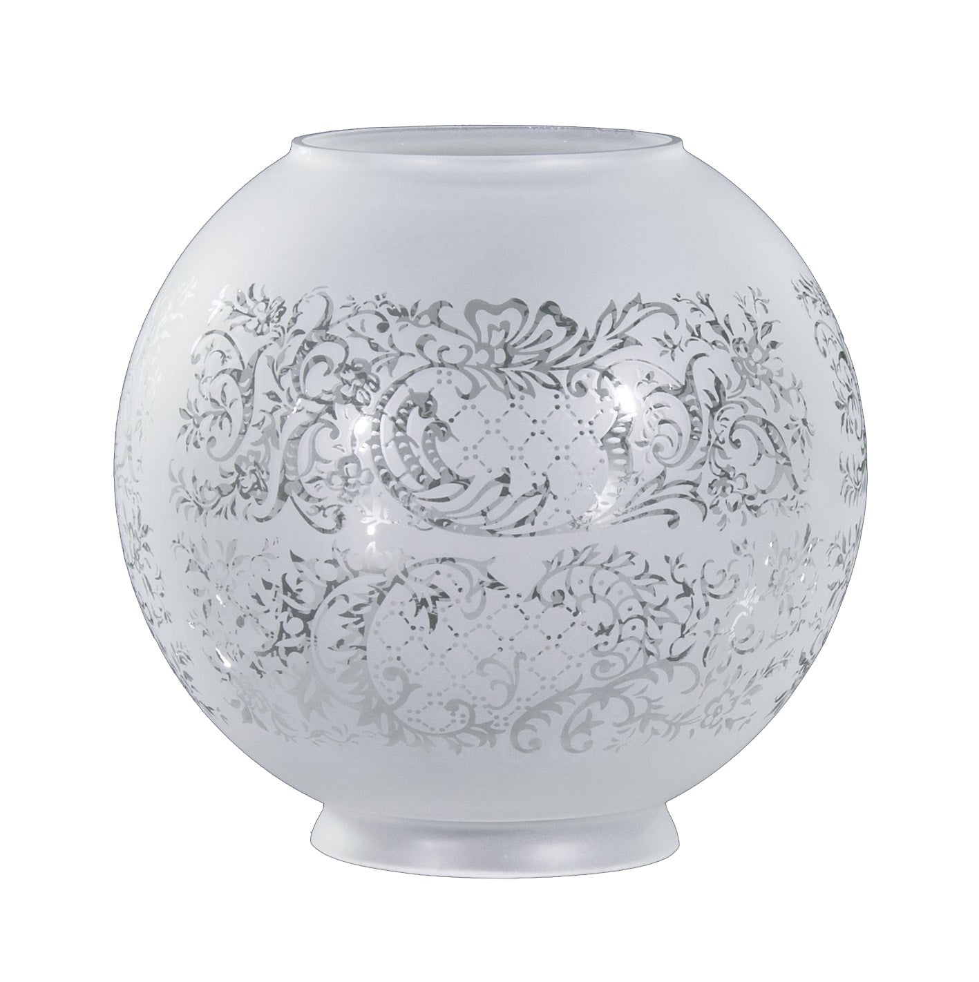 8" Satin Etched Ball Shade, Floral Scene