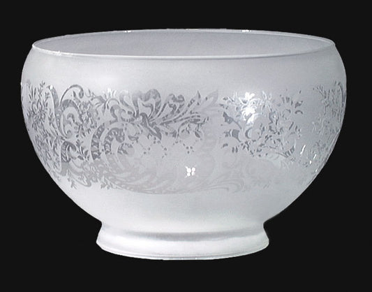 7-1/2 inch diameter Satin Etched Filigree Gas Shade, 4 inch lip fitter