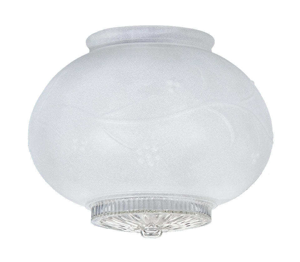 5" Tall White Fancy Utility Style Glass Lamp Shade