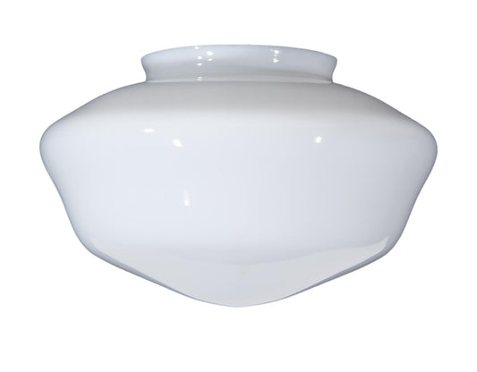 12" Dia. Clear Over Opal Glass Schoolhouse Shade, 6" Fitter