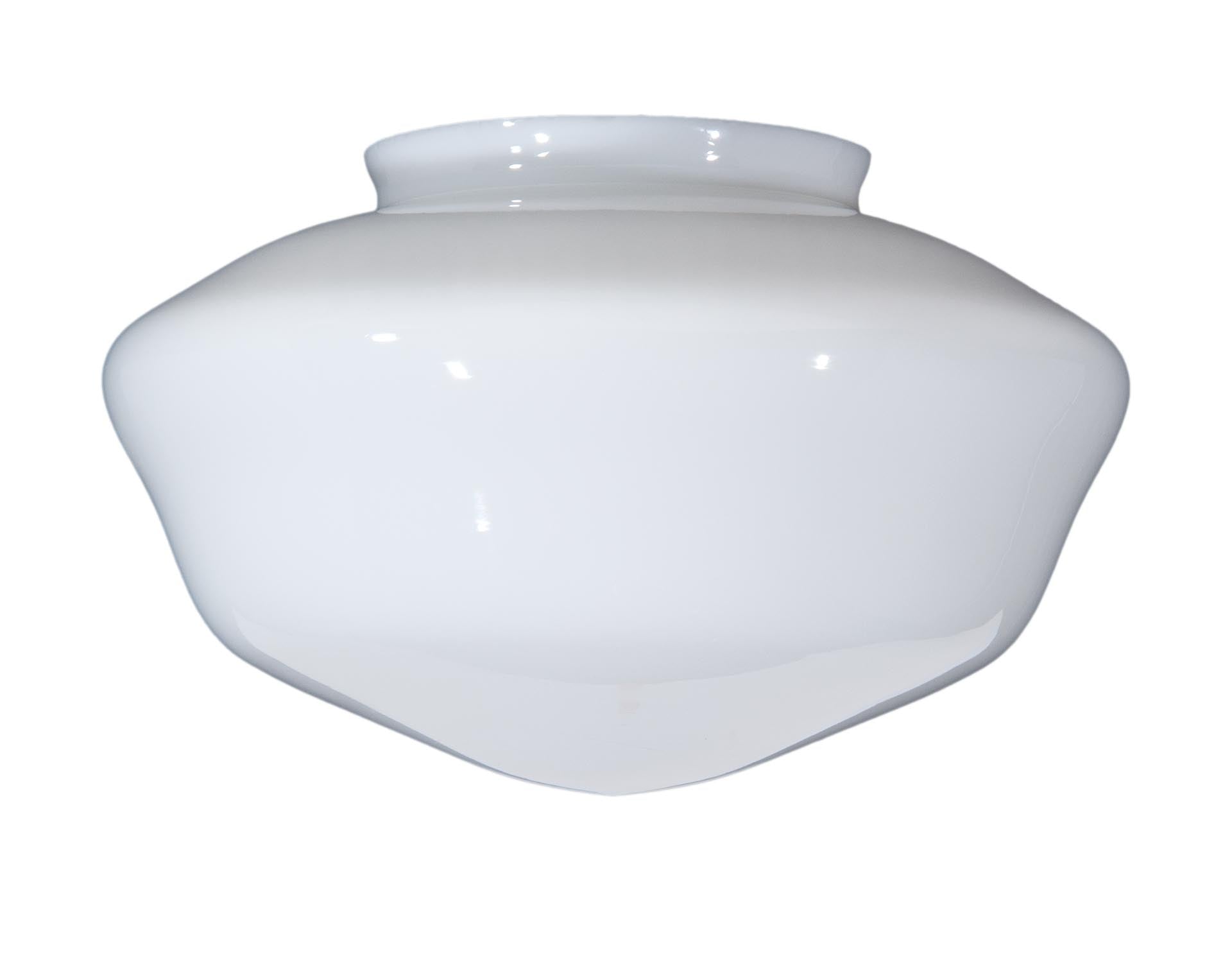 12" Dia. Clear Over Opal Glass Schoolhouse Shade, 6" Fitter