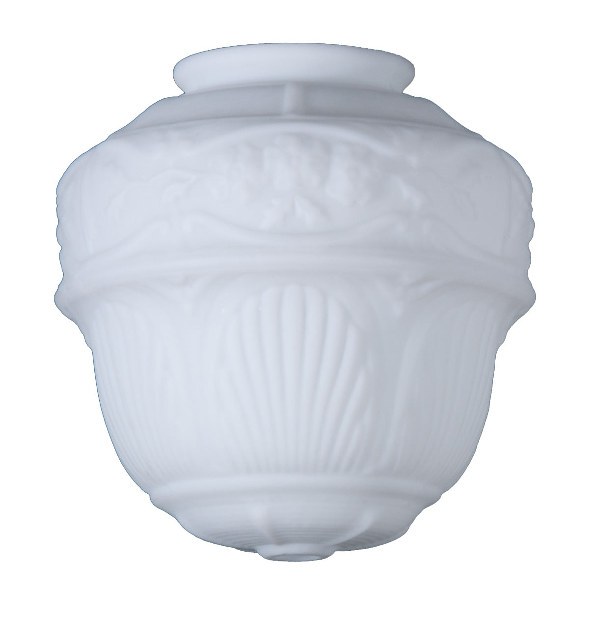 8-1/2 inch tall Satin Opal Glass Embossed Hall Light Shade, 4 inch lip fitter
