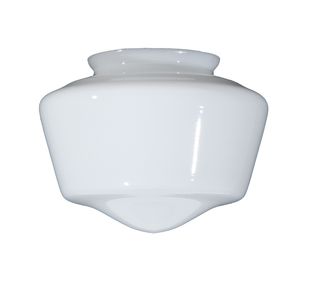 7" Opal Schoolhouse Shade, 4 inch lip fitter