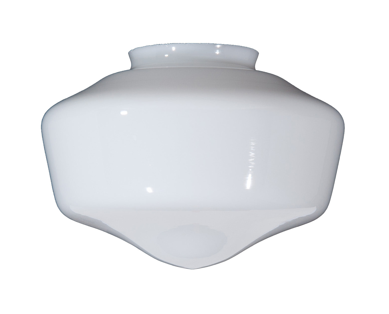 9" Opal Schoolhouse Shade, 4 inch lip fitter