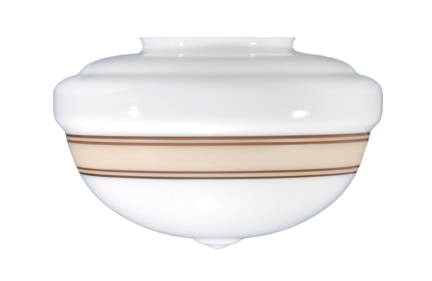 Opal Schoolhouse Shade, Light Tan Band, 4 or 6 inch lip fitter